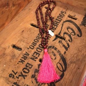 Long pink tassel beads
